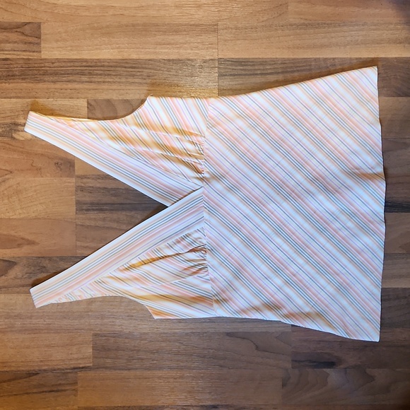 Theory Cammie Pink & Orange Striped Silk Deep Vneck Sleeveless Tank Top Small - Picture 3 of 11